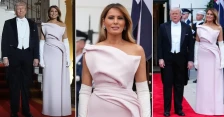 Меланија Трамп магнет за погледи во креација од Диор на државната вечера во чест на кралот Чарлс и кралицата Камила