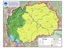 Жолт хидро аларм: Потенцијална опасност од излевање на реките во поголемиот дел од Македонија