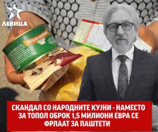 Левица: Скандал со народните кујни, наместо за топол оброк 1,5 милиони евра се фрлаат за паштети!