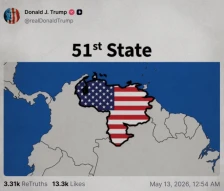 Трамп објави мапа која ја прикажува Венецуела како дел од САД