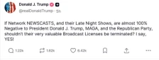 Трамп се закани со одземање на концесиите на телевизиите кои го критикуваат - Либертас