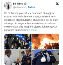 Премиерот Рама и порача на албанската опозиција: Државата не потклекнува пред насилството и вандализмот - Либертас