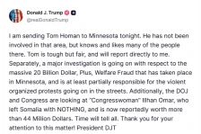 Трамп соопшти дека го испраќа својот специјален претставник за контрола на имиграцијата во Минесота - Либертас