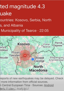 Почувствуван земјотрес во Скопје, епицентарот во Косово - Либертас