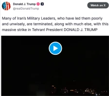 Трамп објави видео од смртоносен напад врз Техеран: Убивме многу ирански воени лидери - Либертас