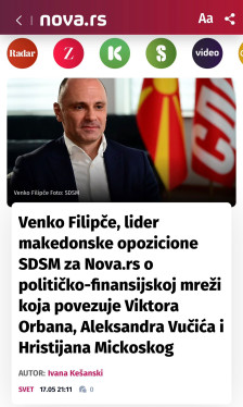 Филипче за Нова.рс: Орбан – Вучиќ – Мицкоски се како руските бабушки, секоја следна е помала, првиот падна, сега се на ред овие двајца - Либертас
