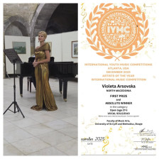 Голем двоен меѓународен успех на познатата штипска оперска пејачка Виолета Арсовска