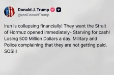 Трамп по пресвртот: Иран е на работ на финансиски колапс, сакаат да го отворат Ормускиот теснец , СОС!!!