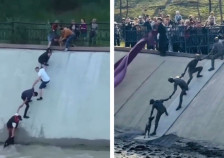 Овековечен подвигот за спасување куче од надојдени води