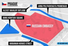 Прага преименуваше улици и плоштади околу Руската амбасада во чест на личности и опозициски лидери од Русија и Украина