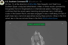 Американската војска убила четири лица во уште еден напад врз сомнителен брод со дрога во Пацификот | Сител Телевизија