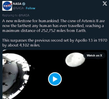НАСА: Срушен е рекордот - човек отпатува најдалеку од Земјата досега | Сител Телевизија