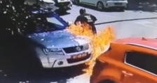 Приведен 44 годишeн скопјанец за палењето на возилата на бугарската амбасада | Сител Телевизија
