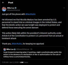 Конзервативниот сенатор Мајк Ли тврди дека Рубио му потврдил дека Мадуро е уапсен за да му се суди во САД - telma.com.mk