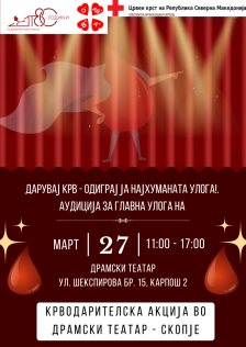 Драмски театар организира крводарителска акција на Светскиот ден на театарот - telma.com.mk
