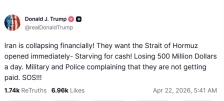 Трамп: Иран „финансиски колабира“ поради затворањето на Ормуската Теснина - telma.com.mk