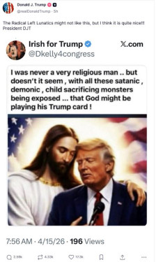 Откако беше критикуван заради богохулие – Трамп сподели фотографија создадена со вештачка интелигенција, на која тој е во прегратка со Исус - telma.com.mk