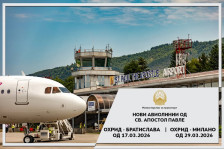 Николоски: Од денеска директна авиолинија Охрид-Братислава, а од 29 март нова авиолинија од Охрид до Милано